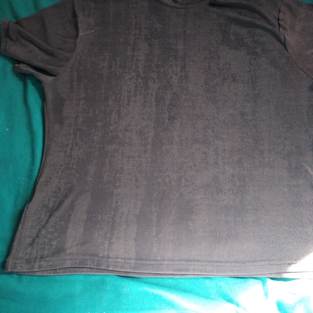 Black shiny turtleneck pullover. Size 3X.